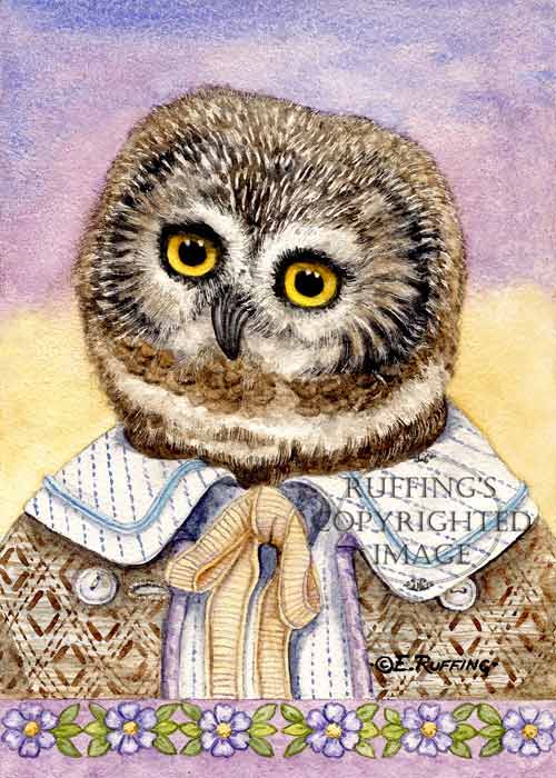"Henry the Owl" ER35 by Elizabeth Ruffing Northern Saw-whet Owl