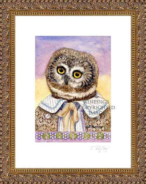 "Henry the Owl" by Elizabeth Ruffing Print Framed
