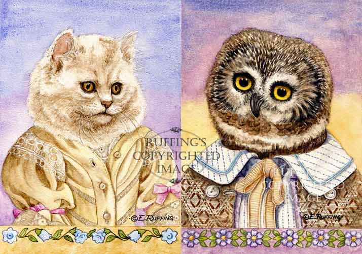 "The Owl and the Pussycat" print set by Elizabeth Ruffing