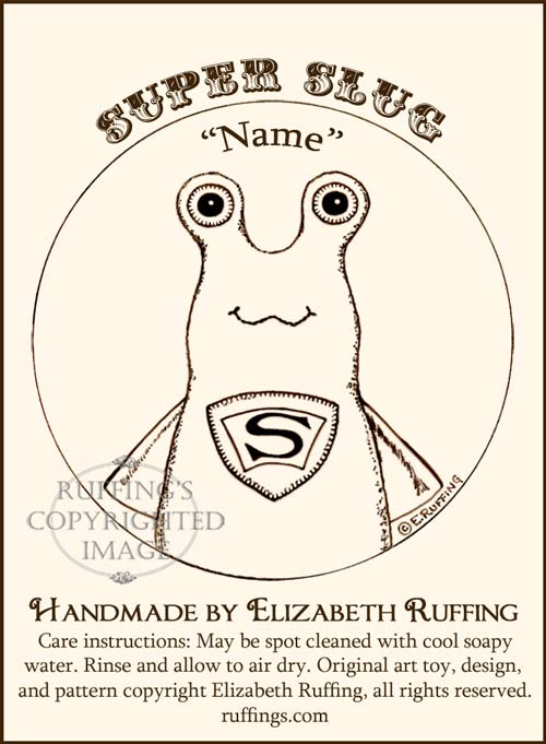 Super Slug hang tag by Elizabeth Ruffing
