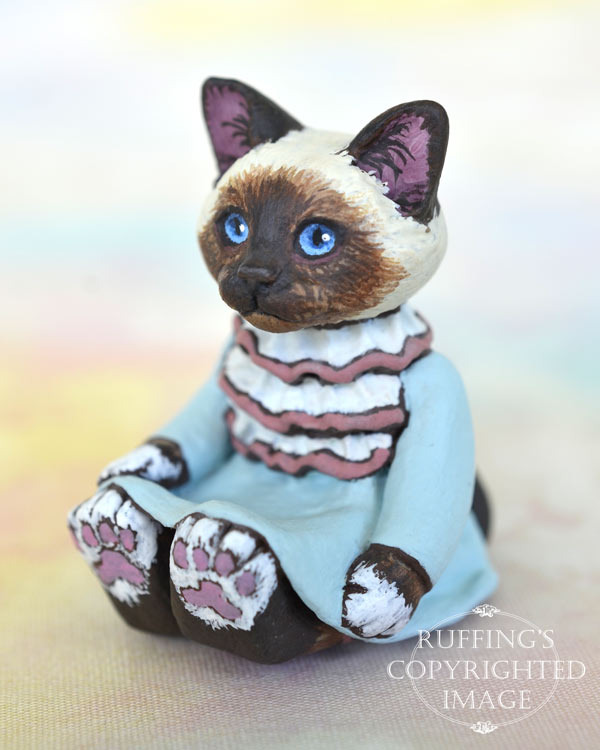 Abigail, miniature Birman cat art doll, handmade original, one-of-a-kind kitten by artist Max Bailey