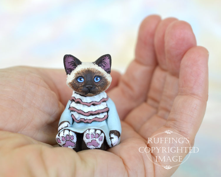 Abigail, miniature Birman cat art doll, handmade original, one-of-a-kind kitten by artist Max Bailey