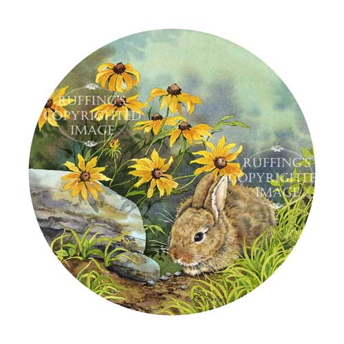 "Hiding" AER73 by A E Ruffing Watercolor Baby Rabbit Print