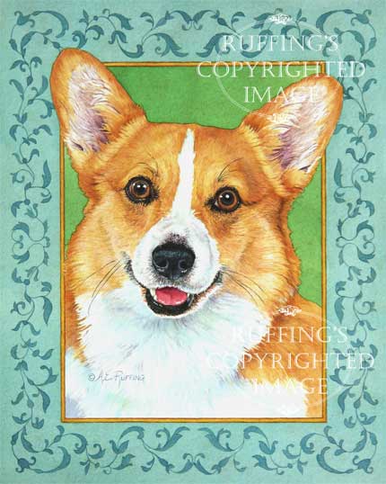 "A Friendly Face" AER92 by A E Ruffing Pembroke Welsh Corgi Art Print