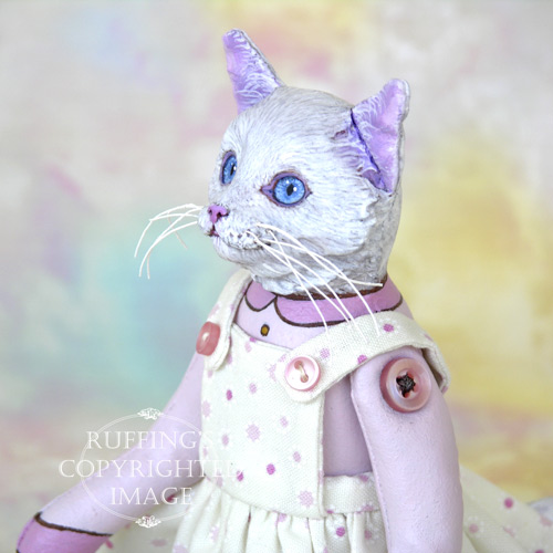 Amy, Original One-of-a-kind White Cat Art Doll by Max Bailey
