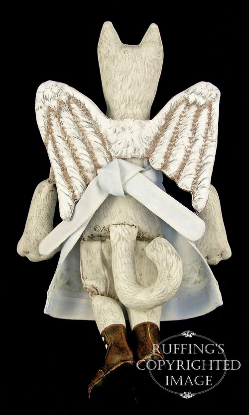 Angelicat and Angelifish, Original One-of-a-kind Cat and Fish Folk Art Angel Dolls by Max Bailey