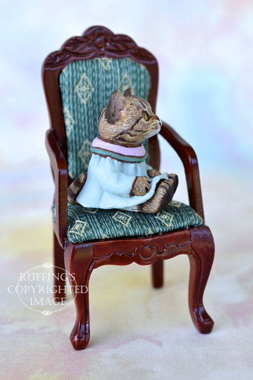 April, miniature American Shorthair tabby cat art doll, handmade original, one-of-a-kind kitten by artist Max Bailey