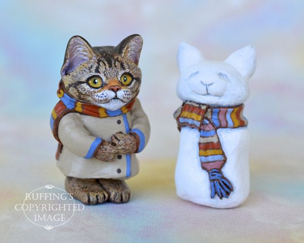 Audrey, miniature tabby Maine Coon cat art doll, handmade original, one-of-a-kind kitten by artist Max Bailey