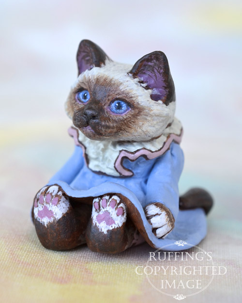 Ava, miniature Birman cat art doll, handmade original, one-of-a-kind kitten by artist Max Bailey