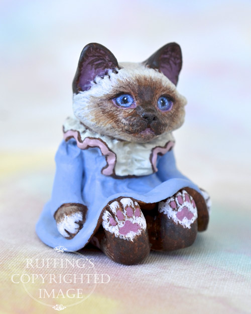 Ava, miniature Birman cat art doll, handmade original, one-of-a-kind kitten by artist Max Bailey