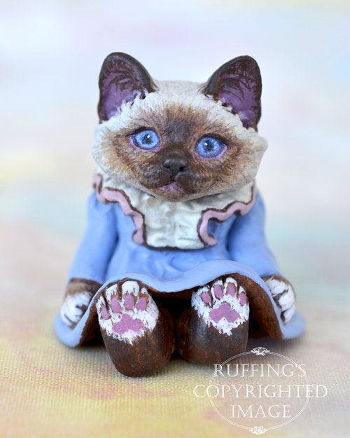 Ava, miniature Birman cat art doll, handmade original, one-of-a-kind kitten by artist Max Bailey