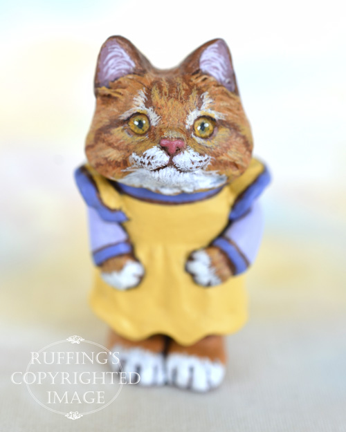 Brandy, miniature ginger tabby cat art doll, handmade original, one-of-a-kind kitten by artist Max Bailey