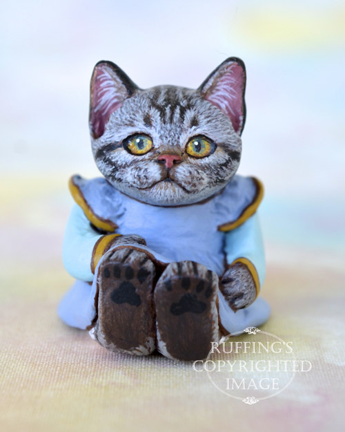 Brenda, Original One-of-a-kind Dollhouse-sized American Shorthair kitten art doll by Max Bailey