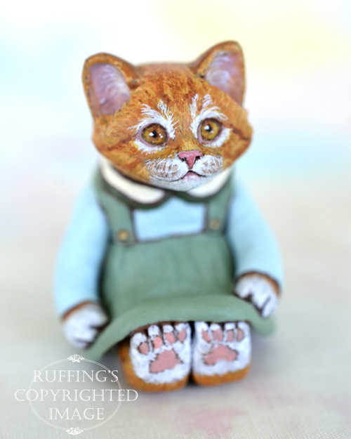 Button, Original One-of-a-kind Dollhouse-sized Ginger Tabby Kitten by Max Bailey