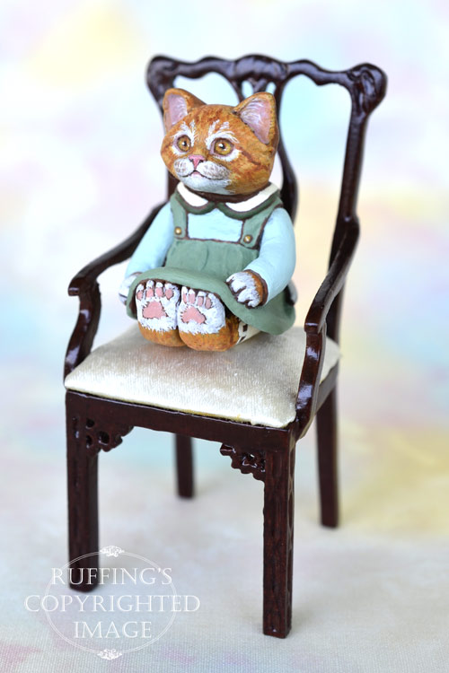 Button, Original One-of-a-kind Dollhouse-sized Ginger Tabby Kitten by Max Bailey