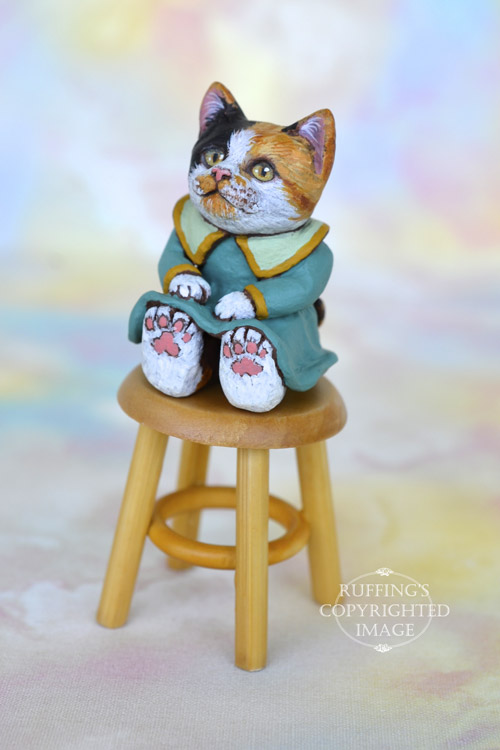 Callie, Original One-of-a-kind Dollhouse-sized Calico Kitten by Max Bailey