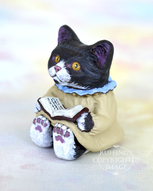 Cassandra, Original One-of-a-kind Dollhouse-sized Black-and-white Tuxedo Kitten by Max Bailey