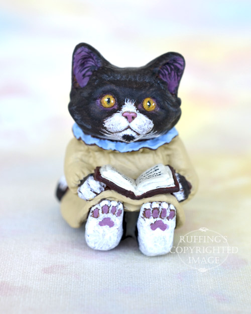 Cassandra, Original One-of-a-kind Dollhouse-sized Black-and-white Tuxedo Kitten by Max Bailey