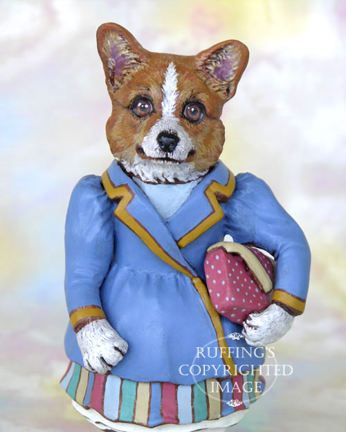 Cassie Corgi, Original One-of-a-kind Folk Art Dog Doll Figurine by Max Bailey