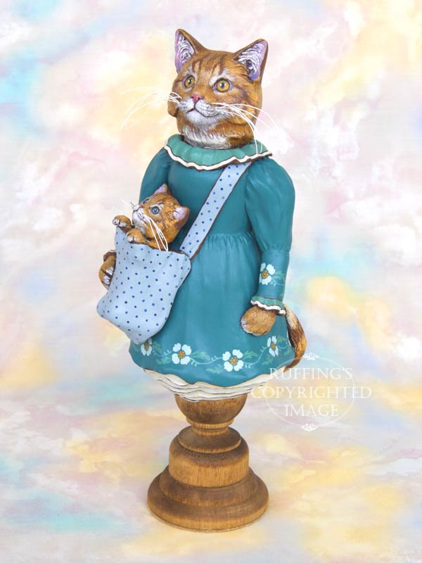 Catherine and Chester, Ginger Tabby Maine Coon Original One-of-a-kind Art Doll Figurine by Max Bailey