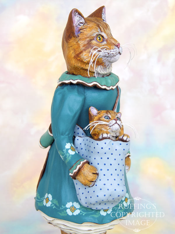 Catherine and Chester, Ginger Tabby Maine Coon Original One-of-a-kind Art Doll Figurine by Max Bailey