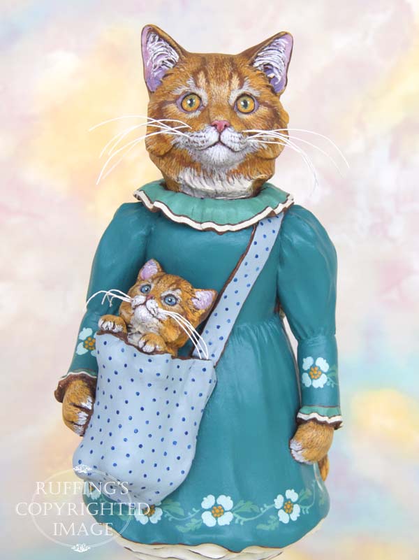 Catherine and Chester, Ginger Tabby Maine Coon Original One-of-a-kind Art Doll Figurine by Max Bailey