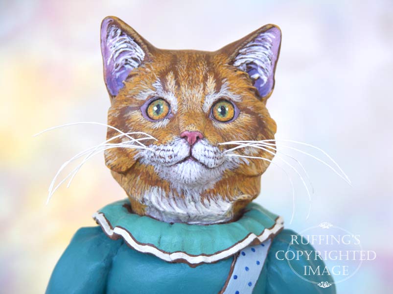 Catherine and Chester, Ginger Tabby Maine Coon Original One-of-a-kind Art Doll Figurine by Max Bailey