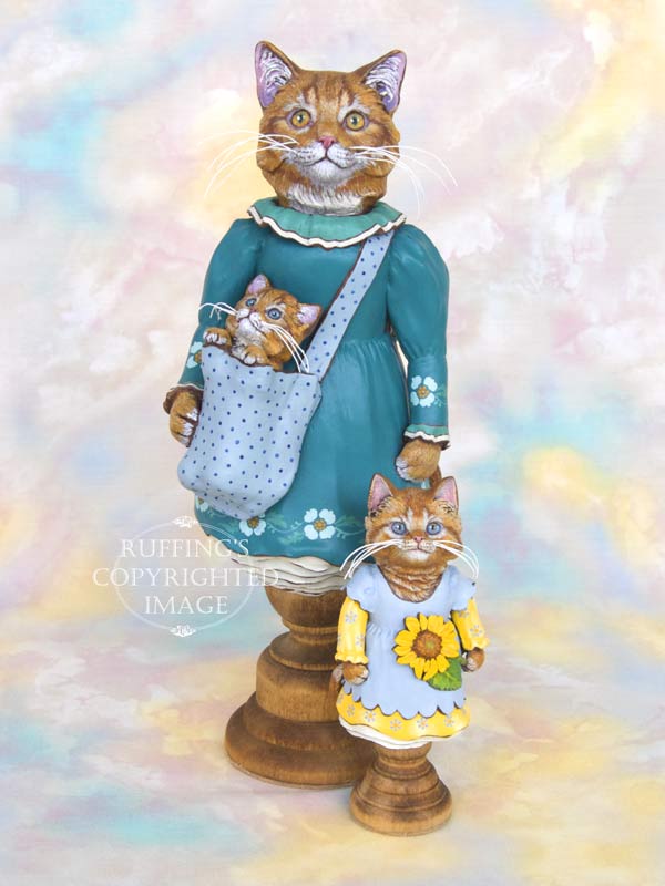 Catherine and Chester, Ginger Tabby Maine Coon Original One-of-a-kind Art Doll Figurine by Max Bailey