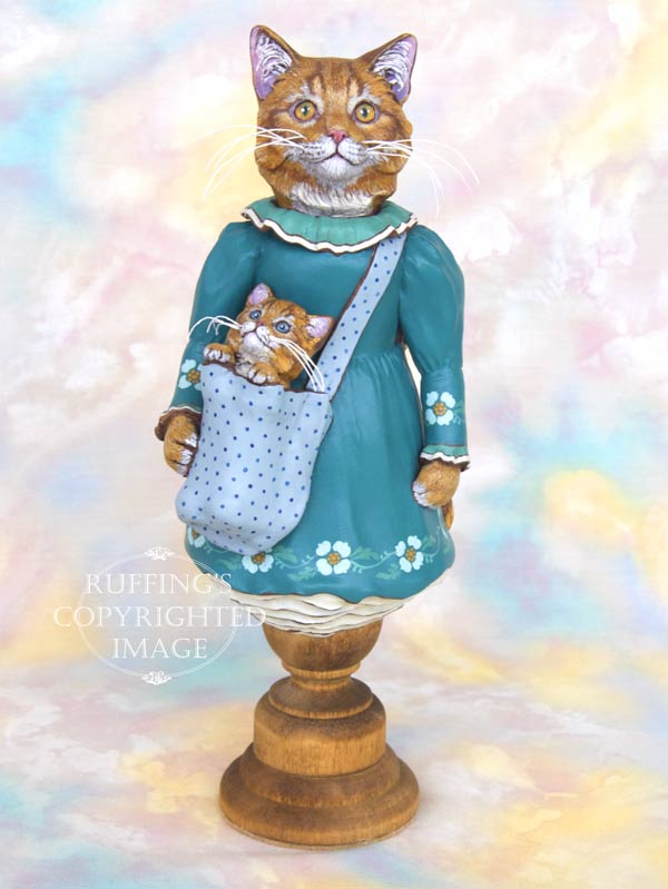 Catherine and Chester, Ginger Tabby Maine Coon Original One-of-a-kind Art Doll Figurine by Max Bailey