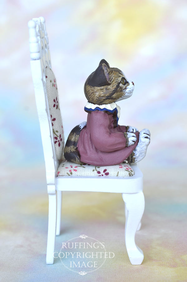Cathryn, miniature Norwegian Forest Cat art doll, handmade original, one-of-a-kind kitten by artist Max Bailey