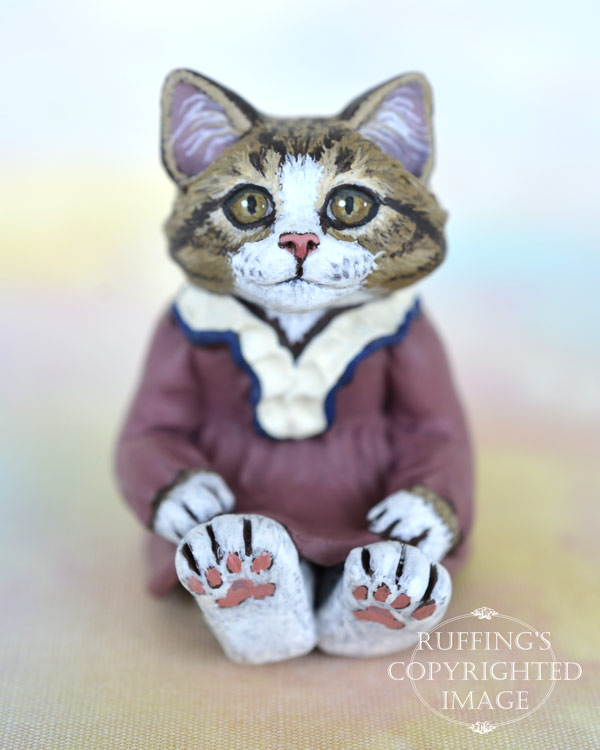Cathryn, miniature Norwegian Forest Cat art doll, handmade original, one-of-a-kind kitten by artist Max Bailey