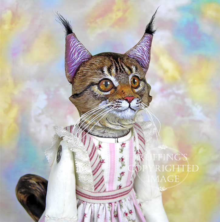 Chelsea the Maine Coon Cat, Original One-of-a-kind Folk Art Doll by Max Bailey and Elizabeth Ruffing