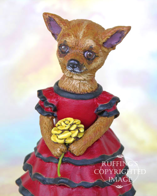 Chi-Chi the Chihuahua, Original One-of-a-kind Folk Art Dog Doll Figurine by Max bailey