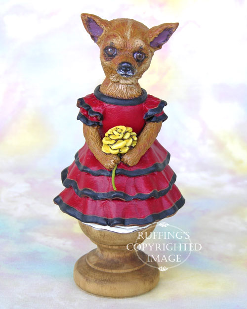 Chi-Chi the Chihuahua, Original One-of-a-kind Folk Art Dog Doll Figurine by Max Bailey