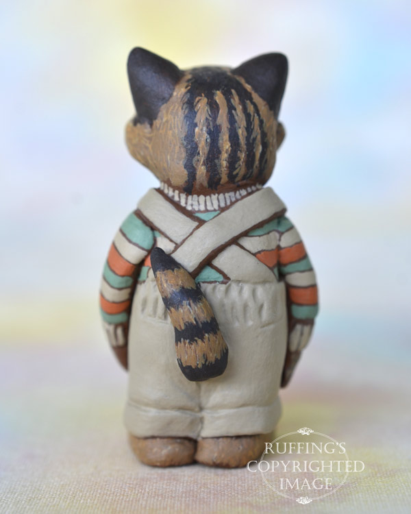 Clancy, miniature tabby Maine Coon cat art doll, handmade original, one-of-a-kind kitten by artist Max Bailey