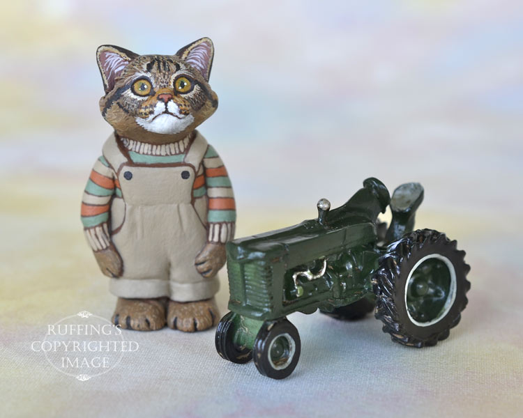 Clancy, miniature tabby Maine Coon cat art doll, handmade original, one-of-a-kind kitten by artist Max Bailey