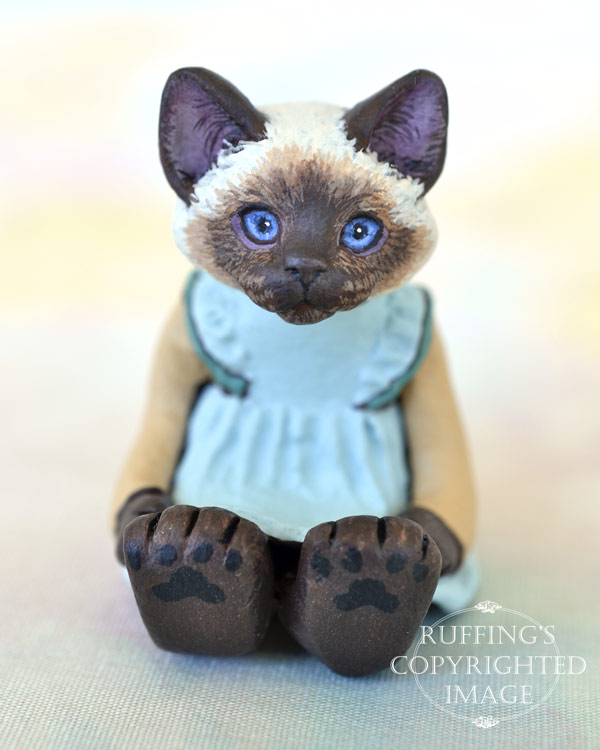 Claudette, miniature Ragdoll cat art doll, handmade original, one-of-a-kind kitten by artist Max Bailey