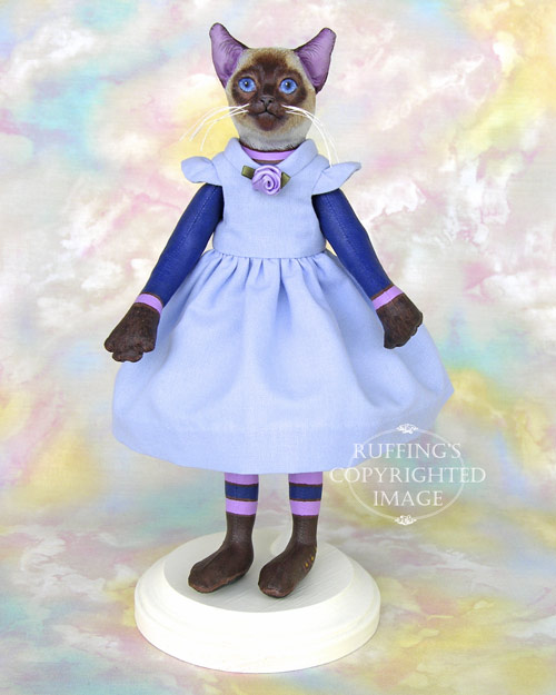 Cleo the Siamese Cat, Original One-of-a-kind Folk Art Doll by Max Bailey