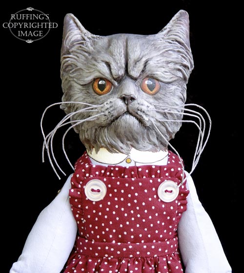 Crabby Alice, Original One-of-a-kind Blue Persian Folk Art Cat Doll by Max Bailey