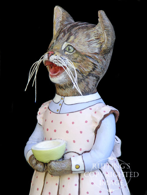 Crybaby, Original One-of-a-kind Tabby Kitten Folk Art Doll Figurine by Max Bailey