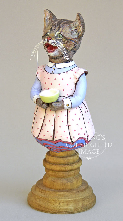 Crybaby, Original One-of-a-kind Tabby Kitten Folk Art Doll Figurine by Max Bailey