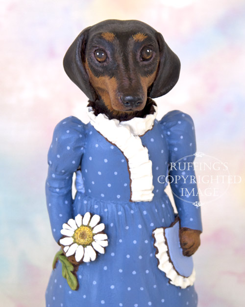 Daisy Dachsund, Original One-of-a-kind Folk Art Dog Doll Figurine by Max Bailey