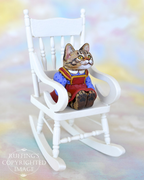 Dakota, miniature tabby Maine Coon cat art doll, handmade original, one-of-a-kind kitten by artist Max Bailey