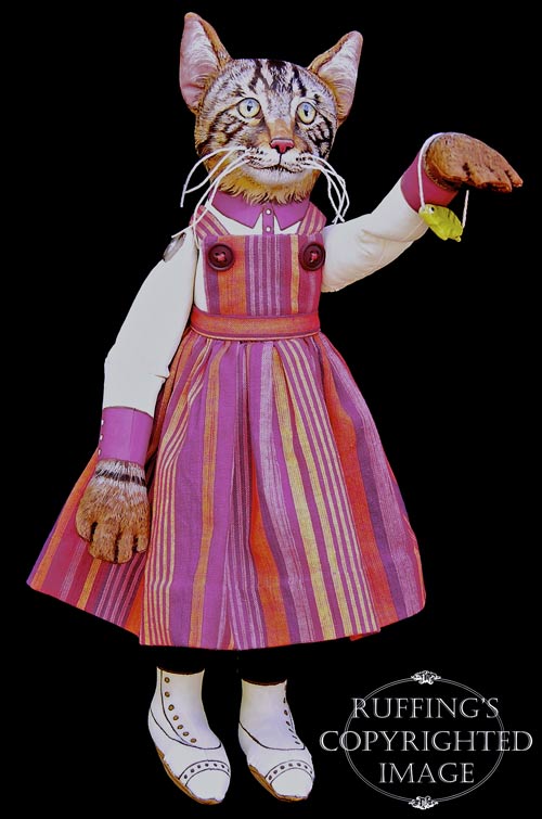 Daphne, Original One-of-a-kind Tabby Cat Folk Art Doll by Max Bailey