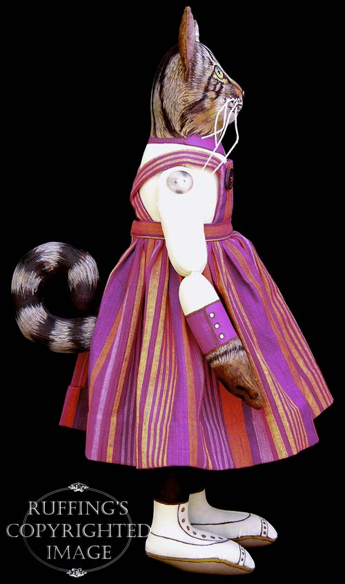 Daphne, Original One-of-a-kind Tabby Cat Folk Art Doll by Max Bailey