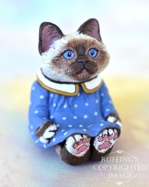 Dina, miniature Birman cat art doll, handmade original, one-of-a-kind kitten by artist Max Bailey