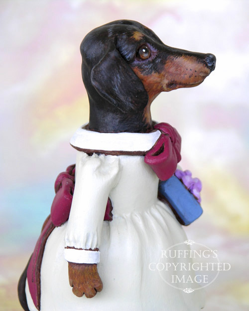 Dinah the Dachshund, Original One-of-a-kind Folk Art Dog Doll Figurine by Max Bailey