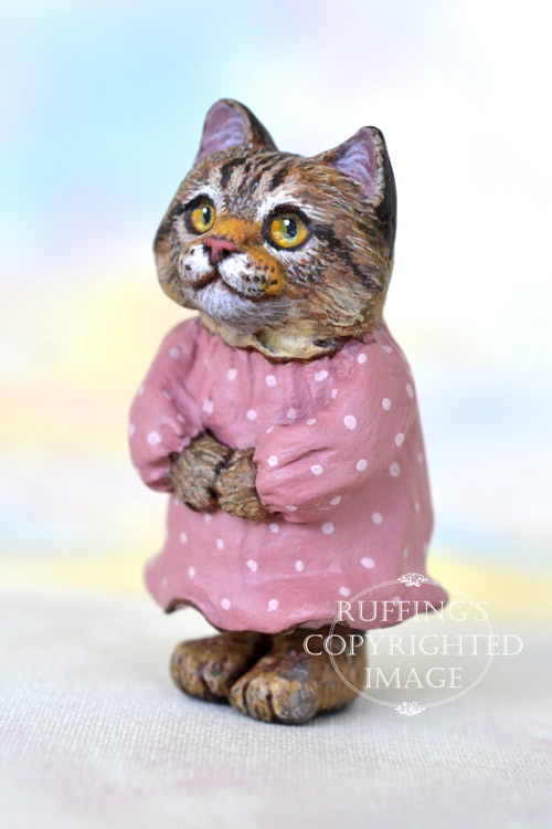 Dixie, Original One-of-a-kind Dollhouse-sized Tabby Kitten Art Doll by Max Bailey