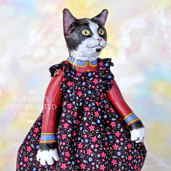 Echo, Original One-of-a-kind Black-and-white Tuxedo Cat Art Doll by Max Bailey