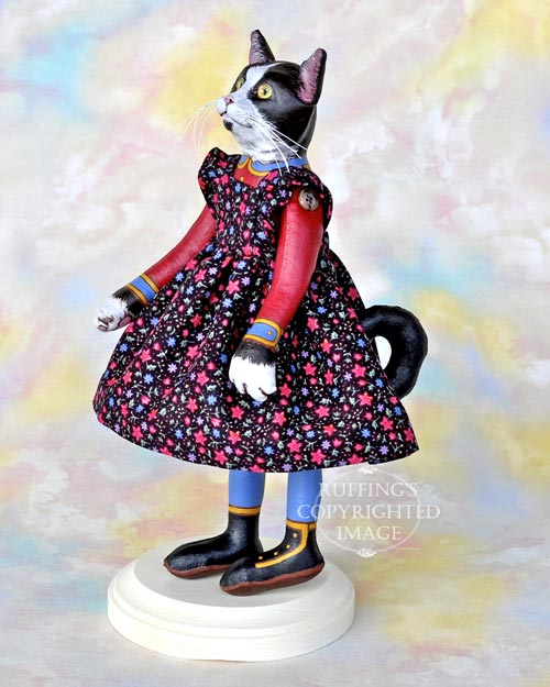 Echo, Original One-of-a-kind Black-and-white Tuxedo Cat Art Doll by Max Bailey